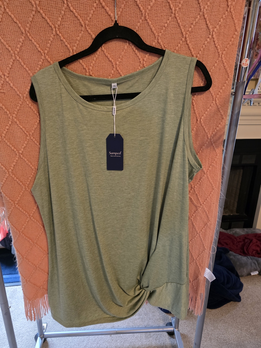 Scoopest Olive Knot-Front Sleeveless Tunic